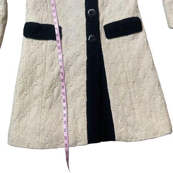 Milly Cream Vintage Style Basketweave Peacoat - Picture 13 of 15